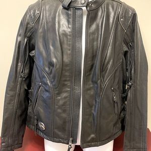 Ladies Harley Davidson leather riding jacket.